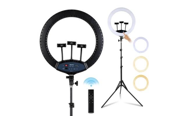 Jmary FM-19RS 19 Inch LED 60W Selfie Ring Light LCD Display Touch Screen Dimmable Light Makeup Ring Light without Tripod Stand
